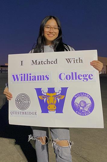 Cypress Woods High School senior Victoria Zhang earned a QuestBridge Match Scholarship.